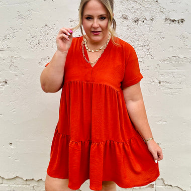 Brooke Tiered Rust Dress