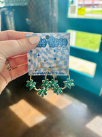Glass Flower Wire Hoop Earrings