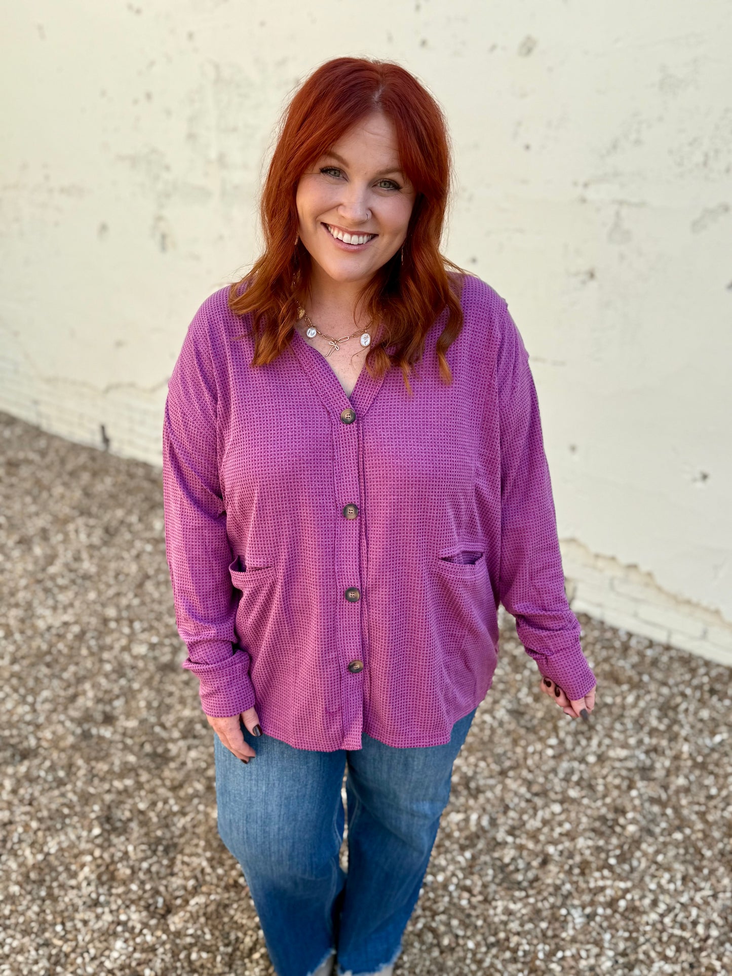 Two-Toned Charm Cardigan - Magenta