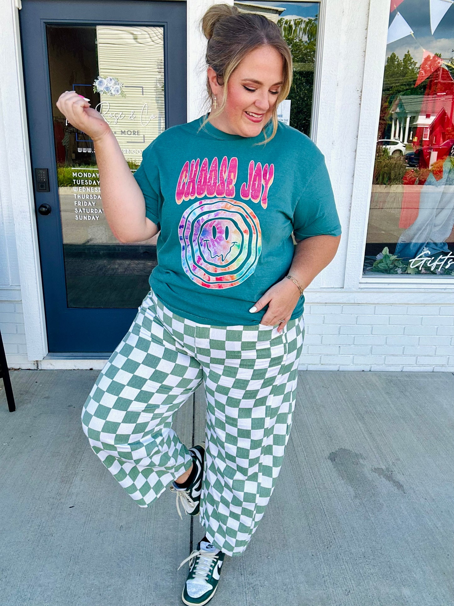 Olivia Checkered Barrel Pants