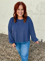 Sabrina Ribbed Top In Blue
