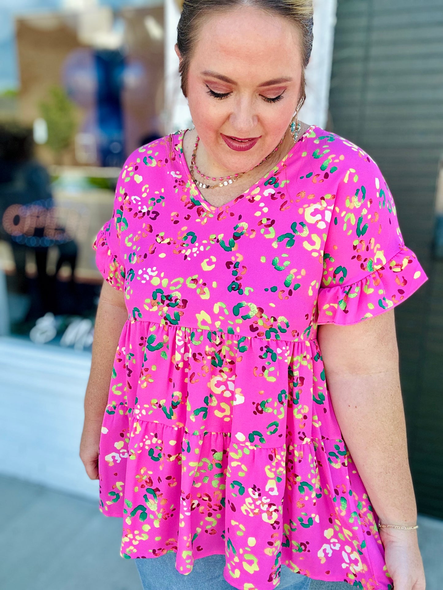 Mitzi Animal Print Top in Pink