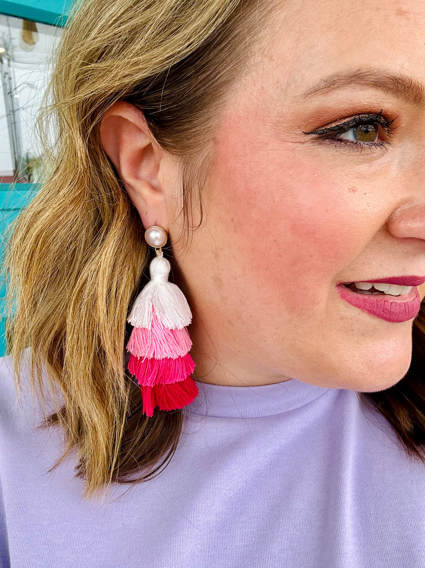 Pink Fringe Earrings