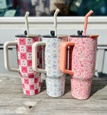 Pink Flower 40 oz Tumbler