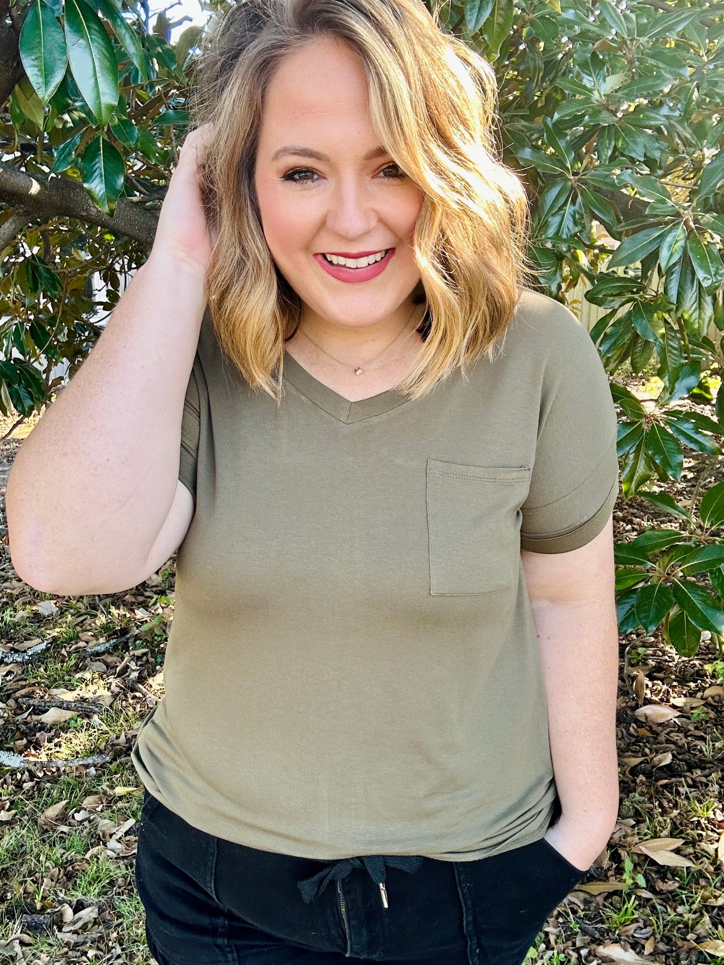 Jess Solid Color Pocket Tee (Multiple Colors)