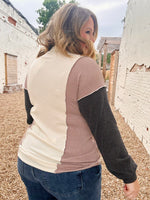Puff Sleeve Urban Ribbed Color Block Top
