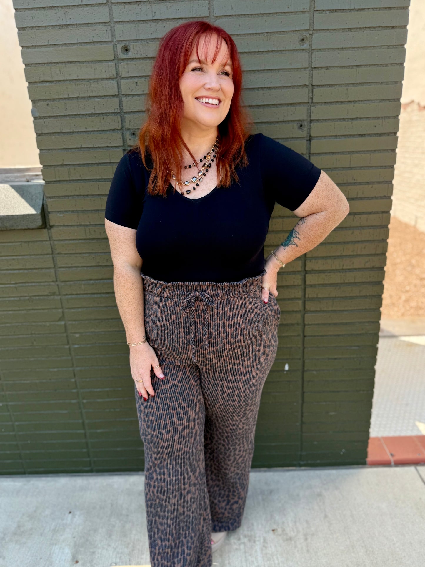 Leopard Urban Ribbed Casual Pants