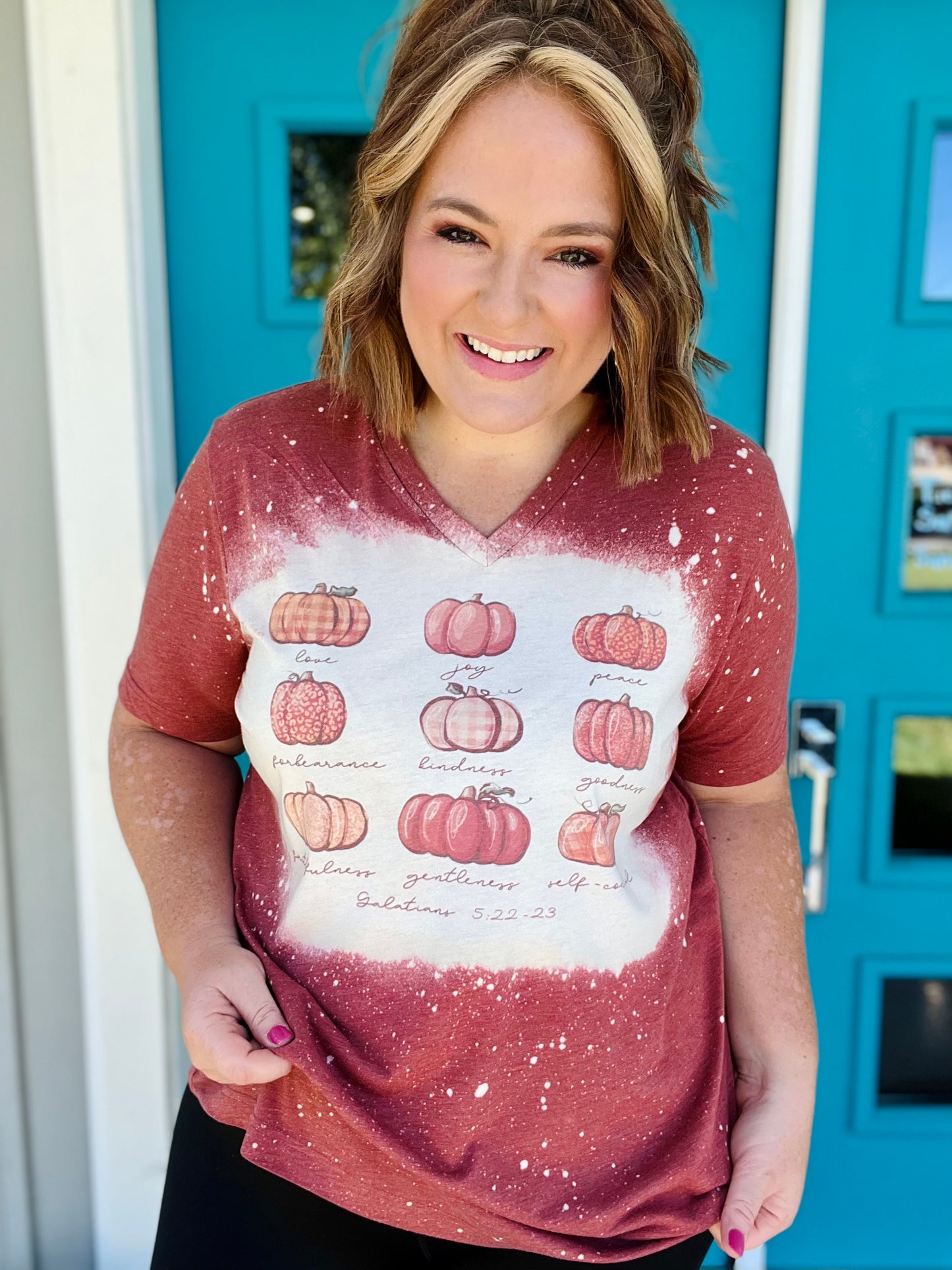 Pumpkin Fruits of the Spirit Bleached Tee