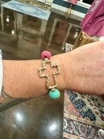 Beaded Cross Bracelet (Multiple Colors)