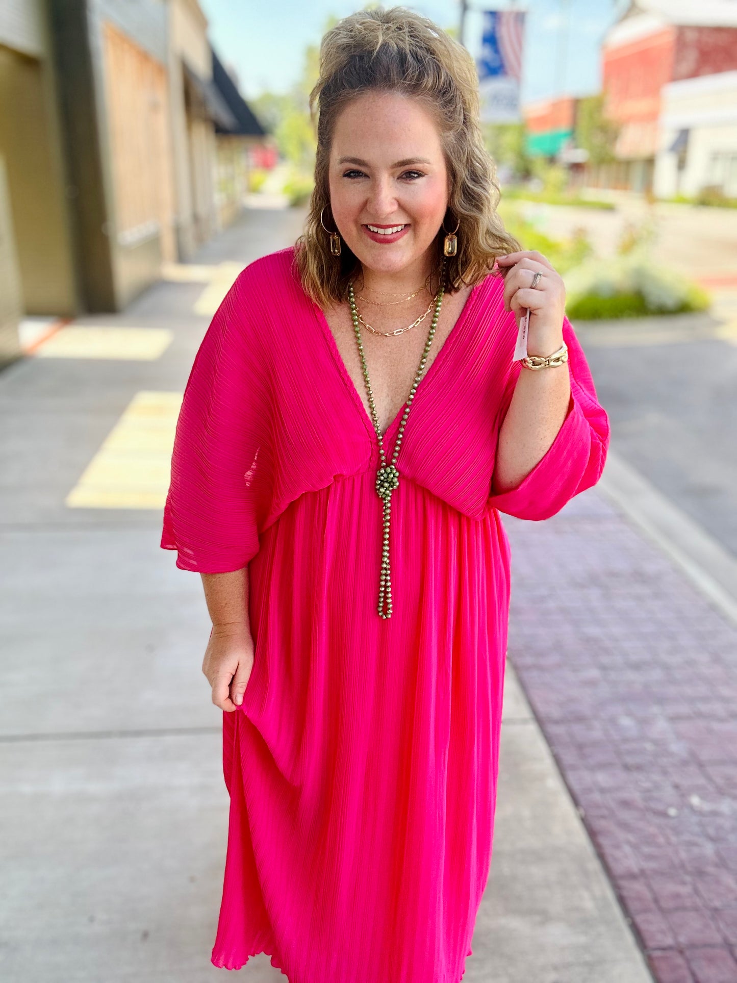 Ashlynn Pink Pleated Dress