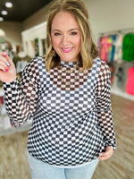 Black Checkered Mesh Top