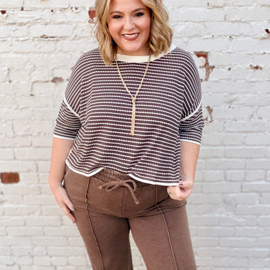 Waffle Striped Boxy Top