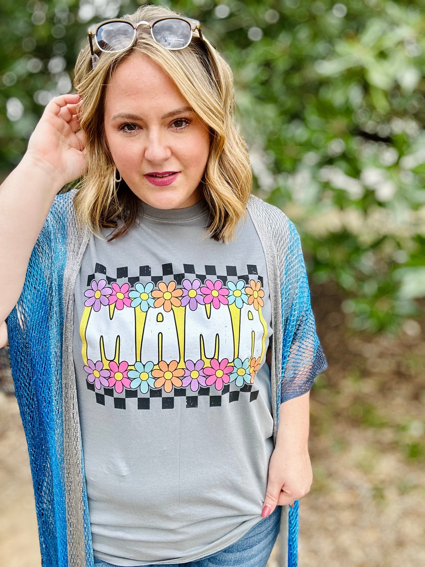 Mama Daisy Checkered Tee
