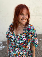 Tracy Black Floral Sweetheart Dress