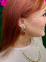Geostone Drop Earrings - Amber