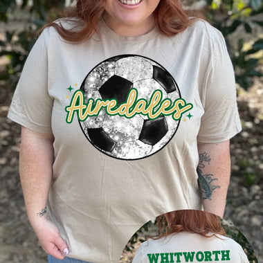 Faux Glitter Sport Tee (Front/Back, Any Color, Any sport!)