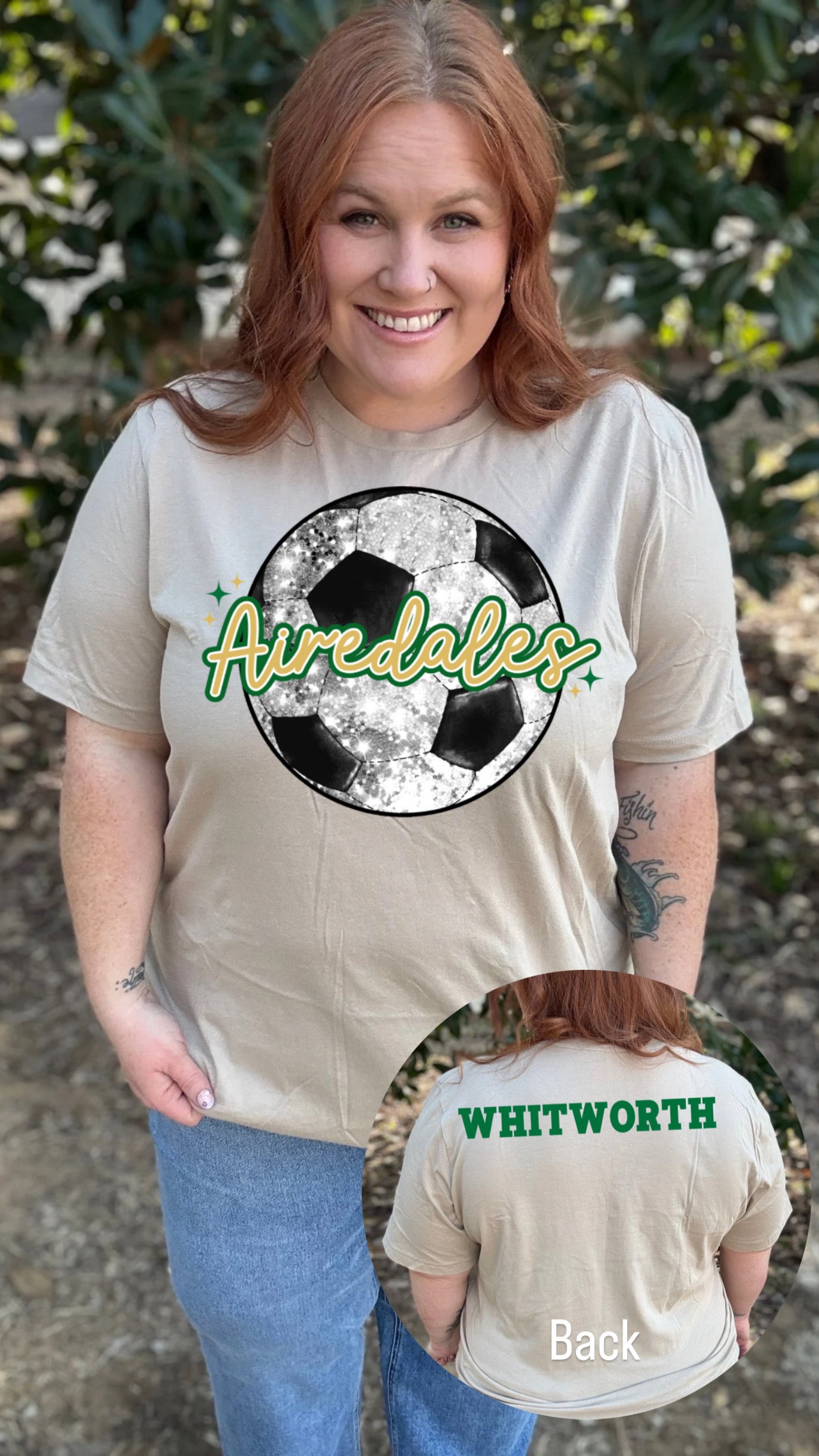 Faux Glitter Sport Tee (Front/Back, Any Color, Any sport!)