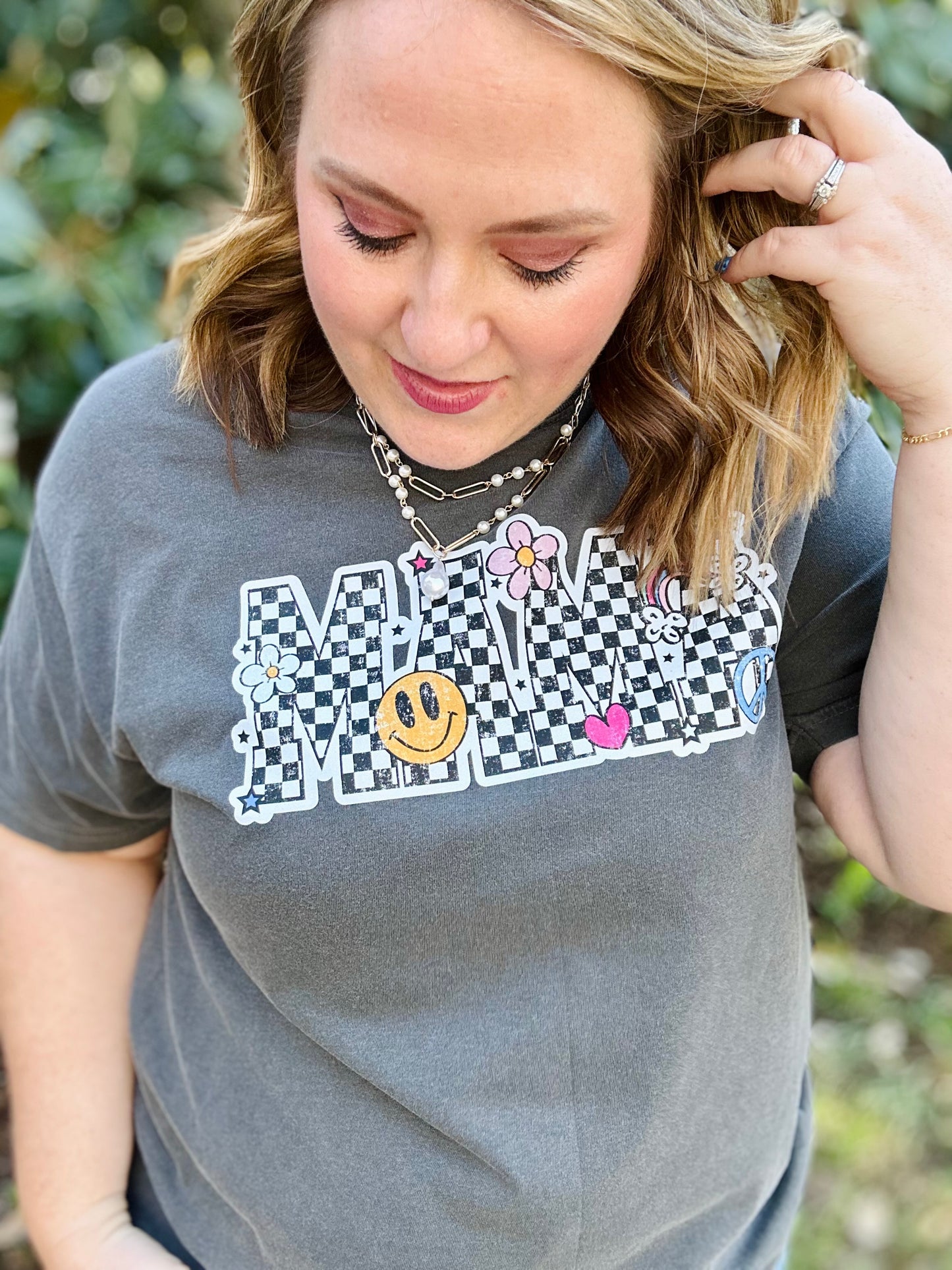 Checkered Mama Tee
