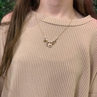 Dainty Gold Pearl Charm Necklace