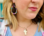 Beaded Metal Teardrop Earrings (Multiple Colors)