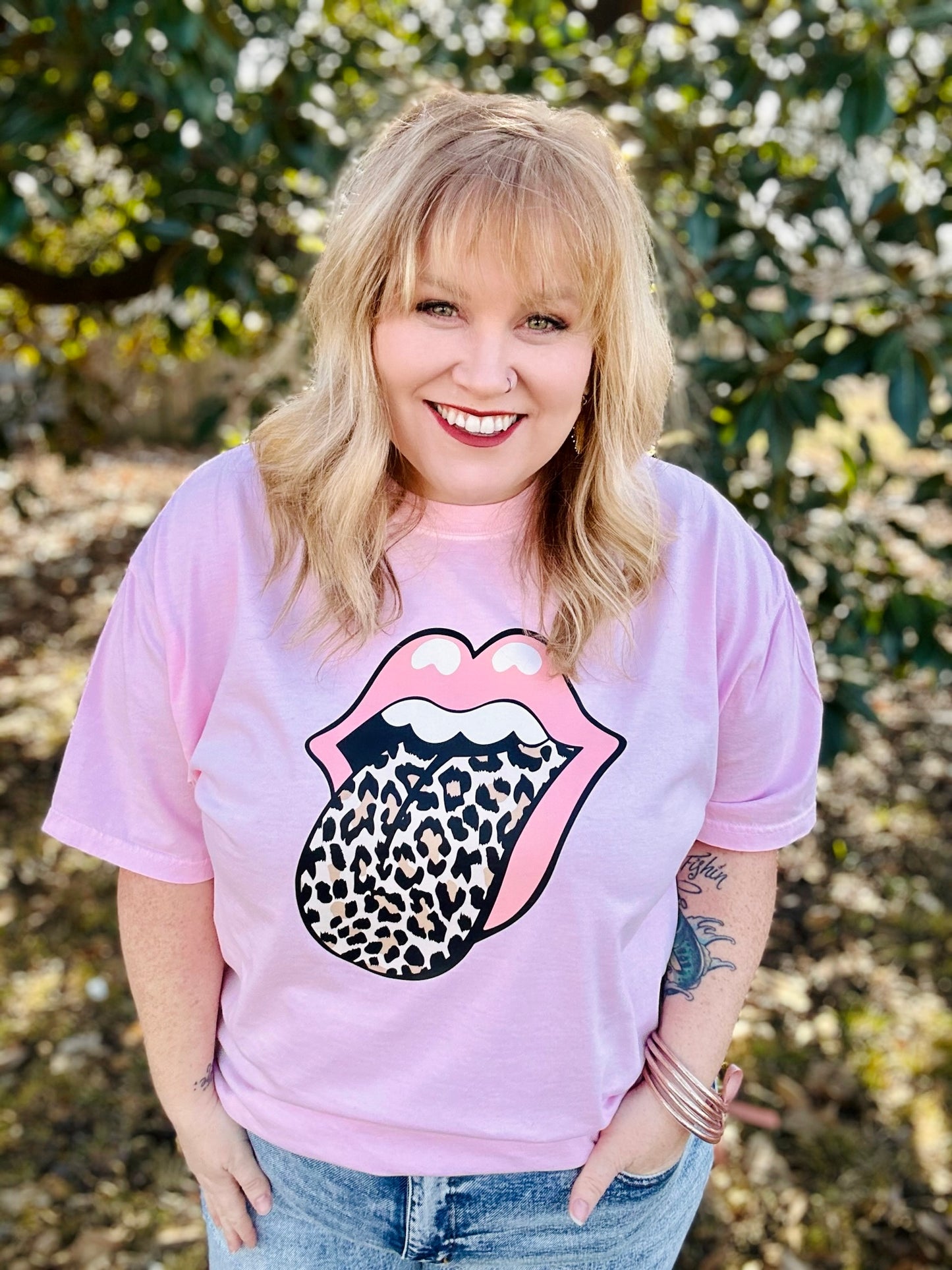 Leopard Loud Mouth Tee on Comfort Colors