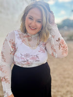 Ivory Floral Mesh Top