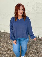 Sabrina Ribbed Top In Blue
