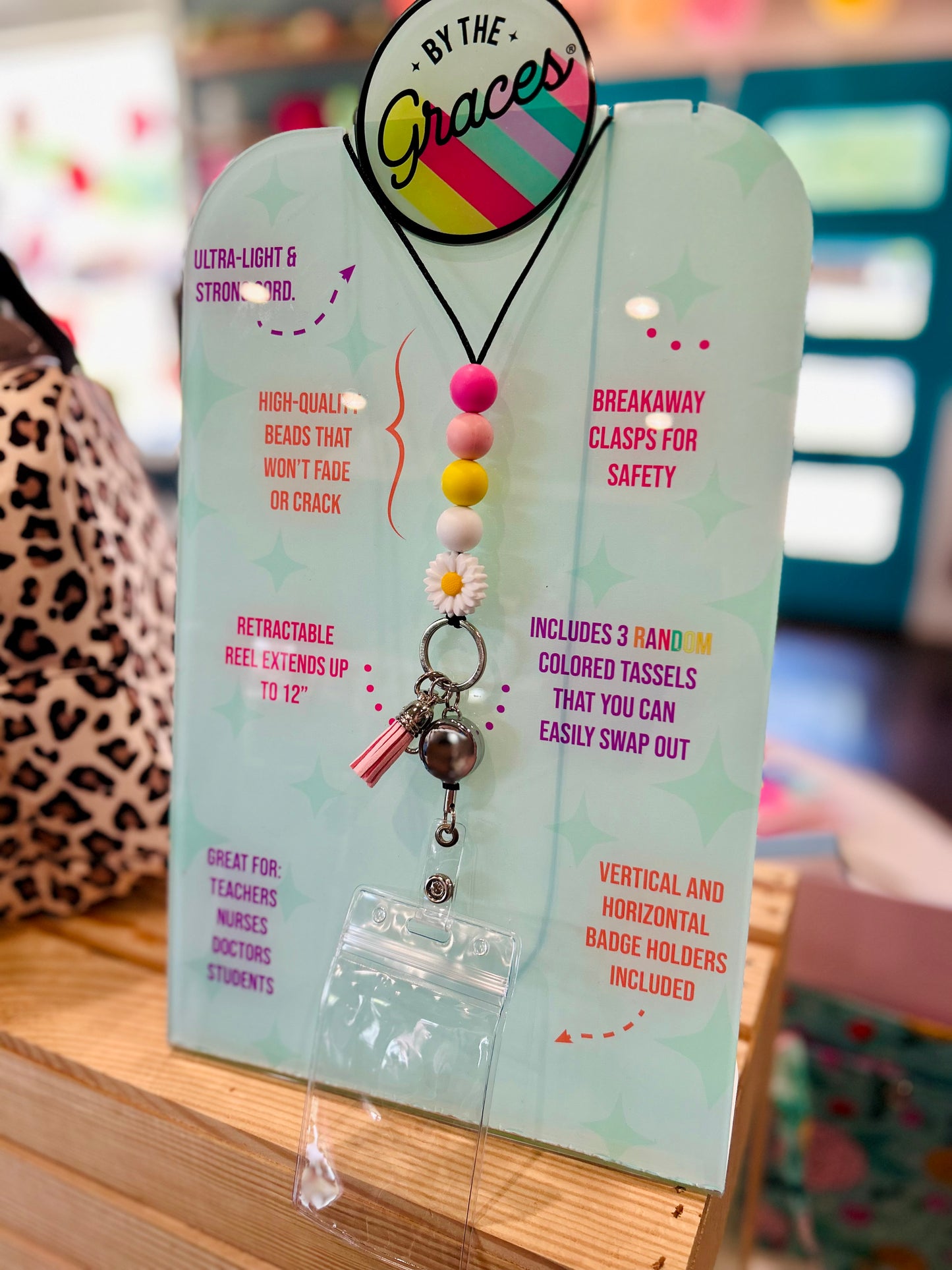Retractable Beaded Lanyard (Multiple Colors)