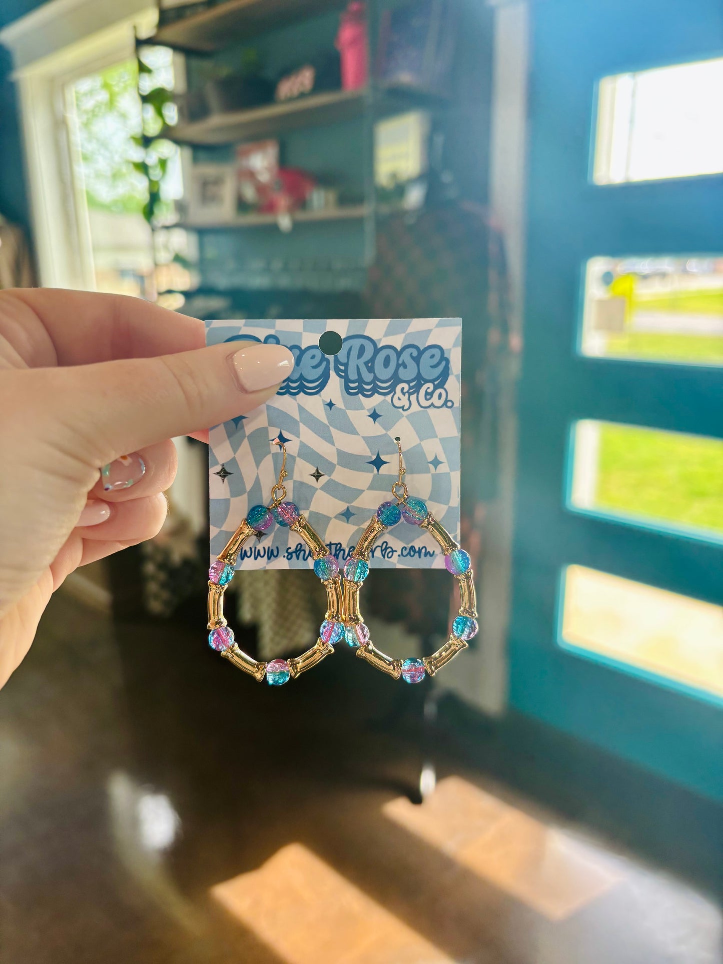 Beaded Metal Teardrop Earrings (Multiple Colors)