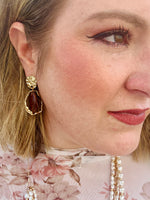 Geostone Drop Earrings - Amber