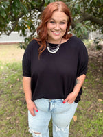 Brandi Oversized Ribbed Top in Black