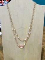 Layered Glass Crystal Necklace in Pink