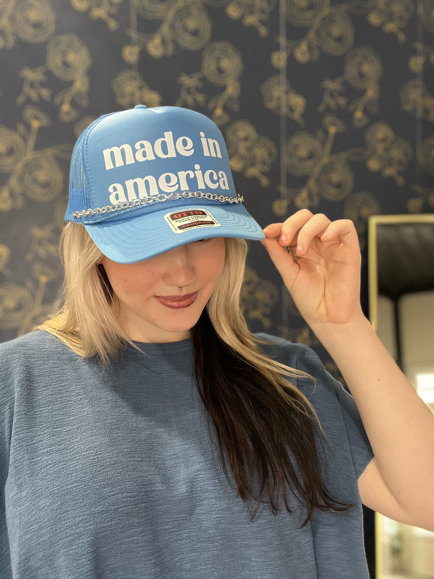 Made in America Trucker with Hat Chain