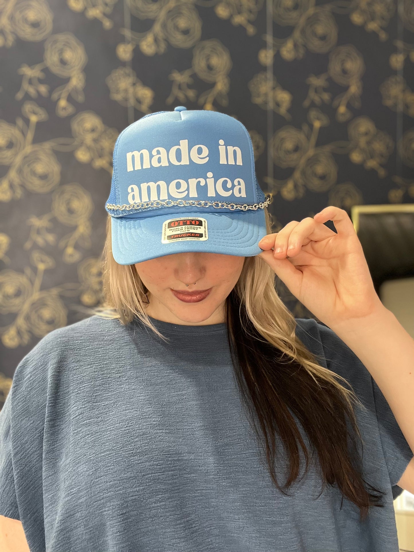 Made in America Trucker with Hat Chain