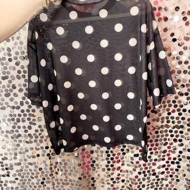 Market Special: Black Polka Dot Mesh Top