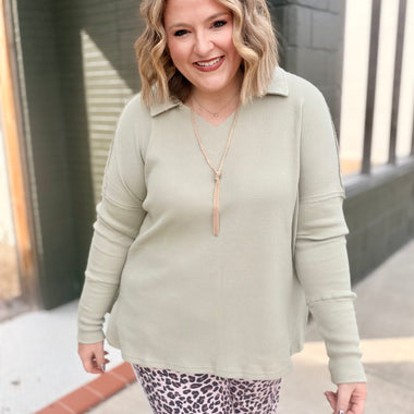Amy Sage Waffle Top