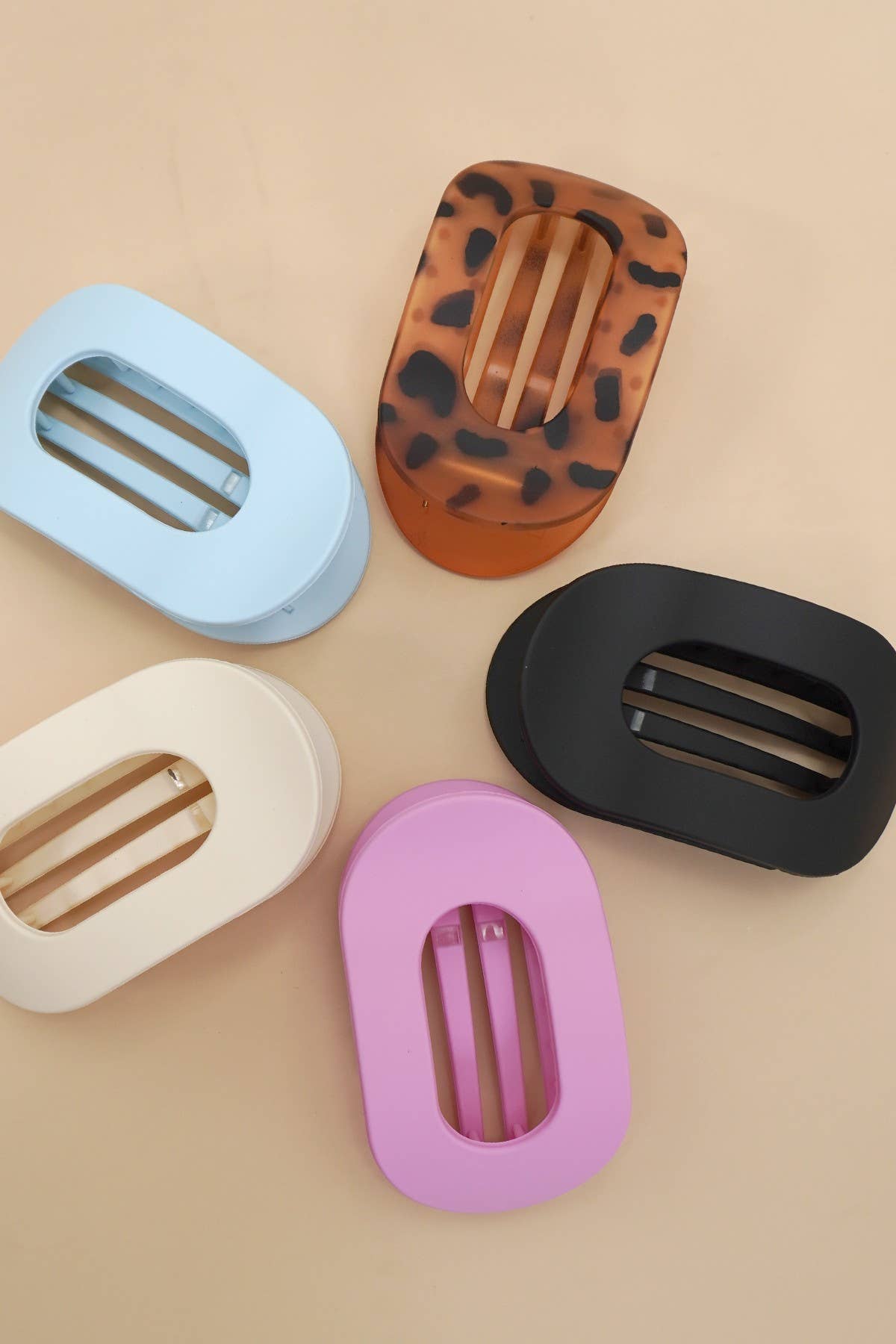 Jumbo Lay Flat Oval Hair Claw Clips (Multiple Colors)