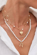 Bow Pearl Layered Necklace