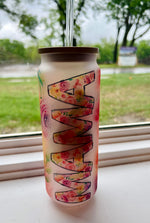 25 oz Floral Mama Frosted Glass Can