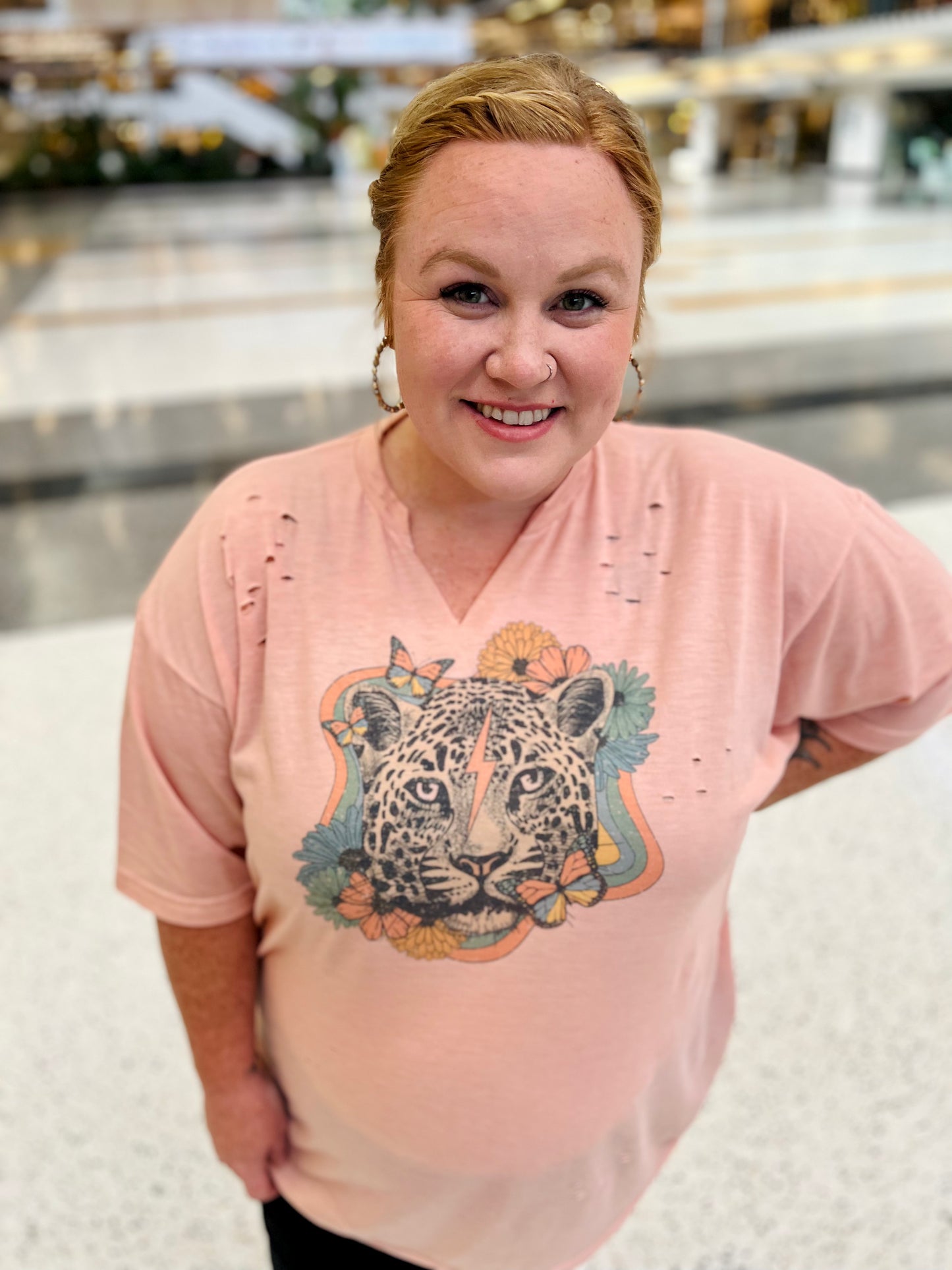 Rocker Leopard Distressed Tee (Multiple Colors)