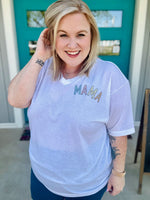 Mama Starburst V-Neck on White (Front/Back)