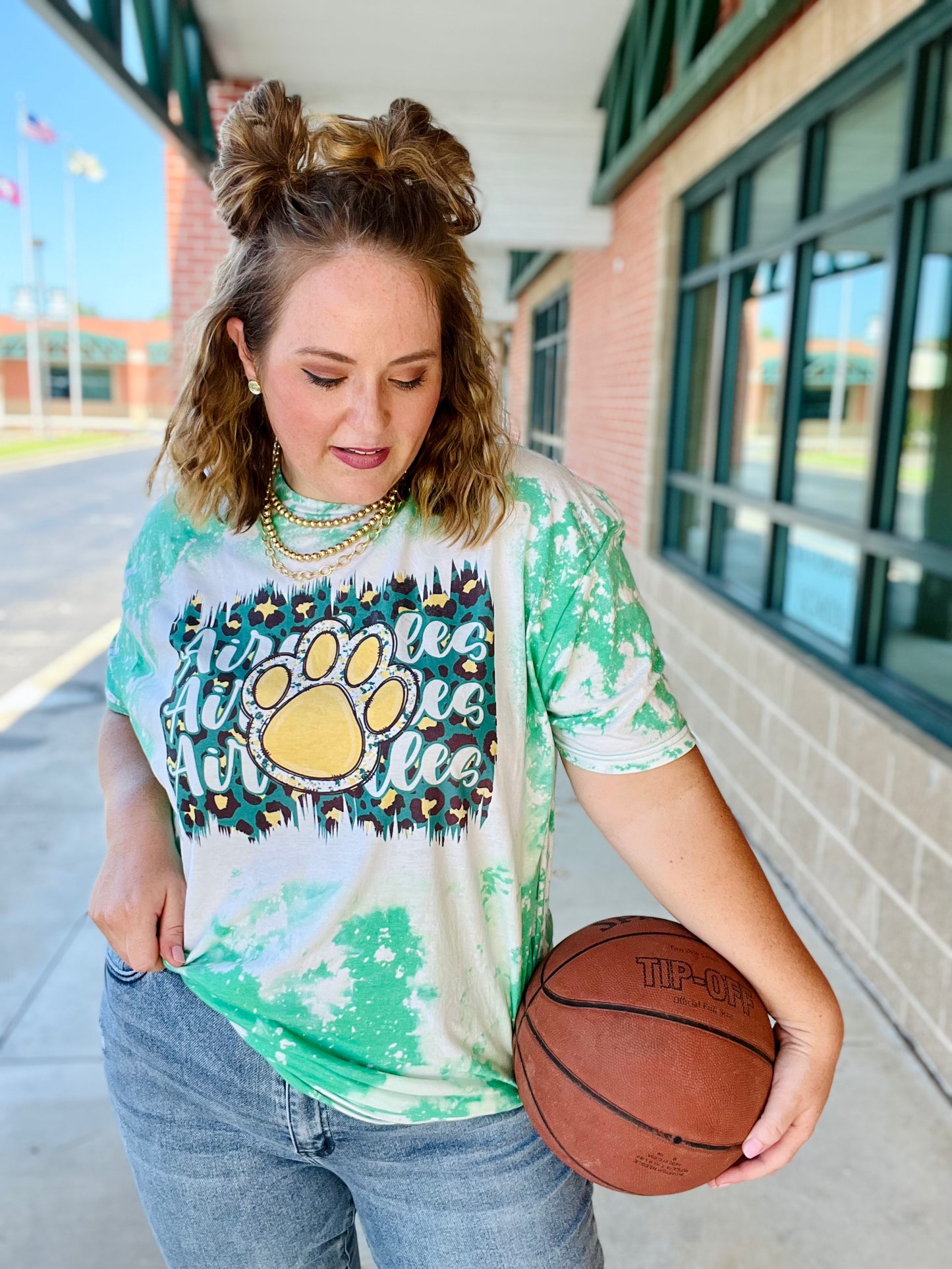 School Spirit Leopard Bleached Tee (Customizable)