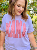 Mama Varsity Pink Tee on Lavender