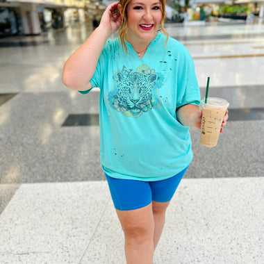 Rocker Leopard Distressed Tee (Multiple Colors)