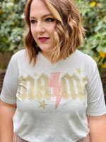Rocker Mama Tee on Oatmeal V-Neck