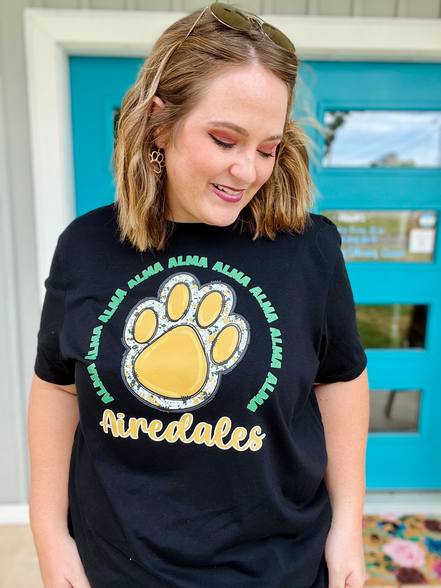 Airedale Paw Tee on Black