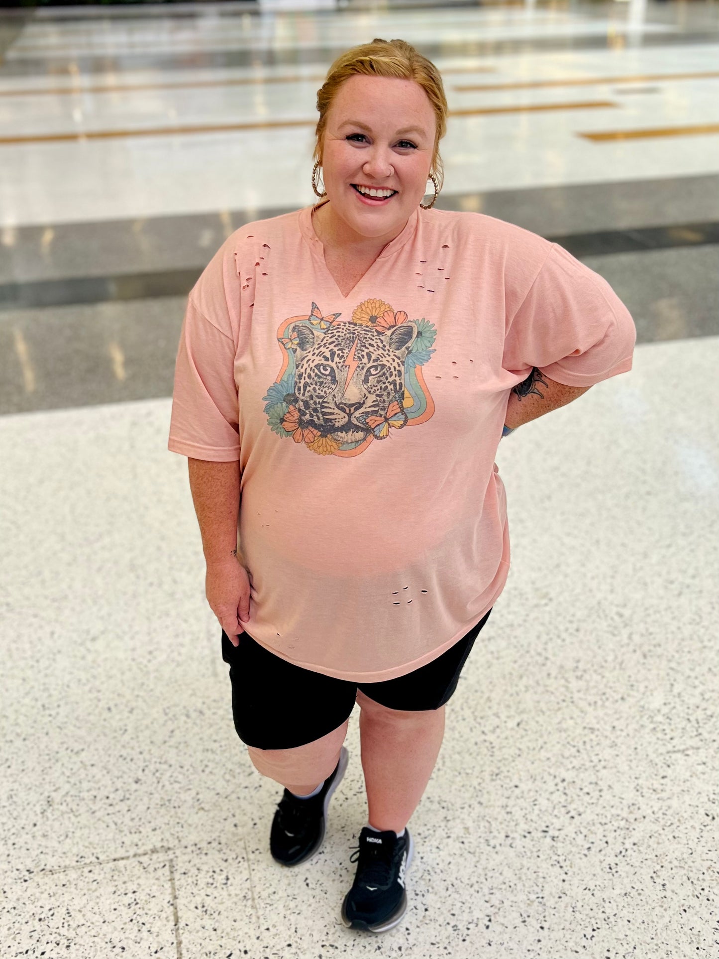 Rocker Leopard Distressed Tee (Multiple Colors)