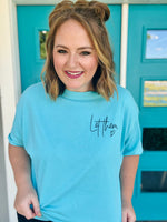 “Let Them” Leopard Tee on Neon Blue (Front/Back)