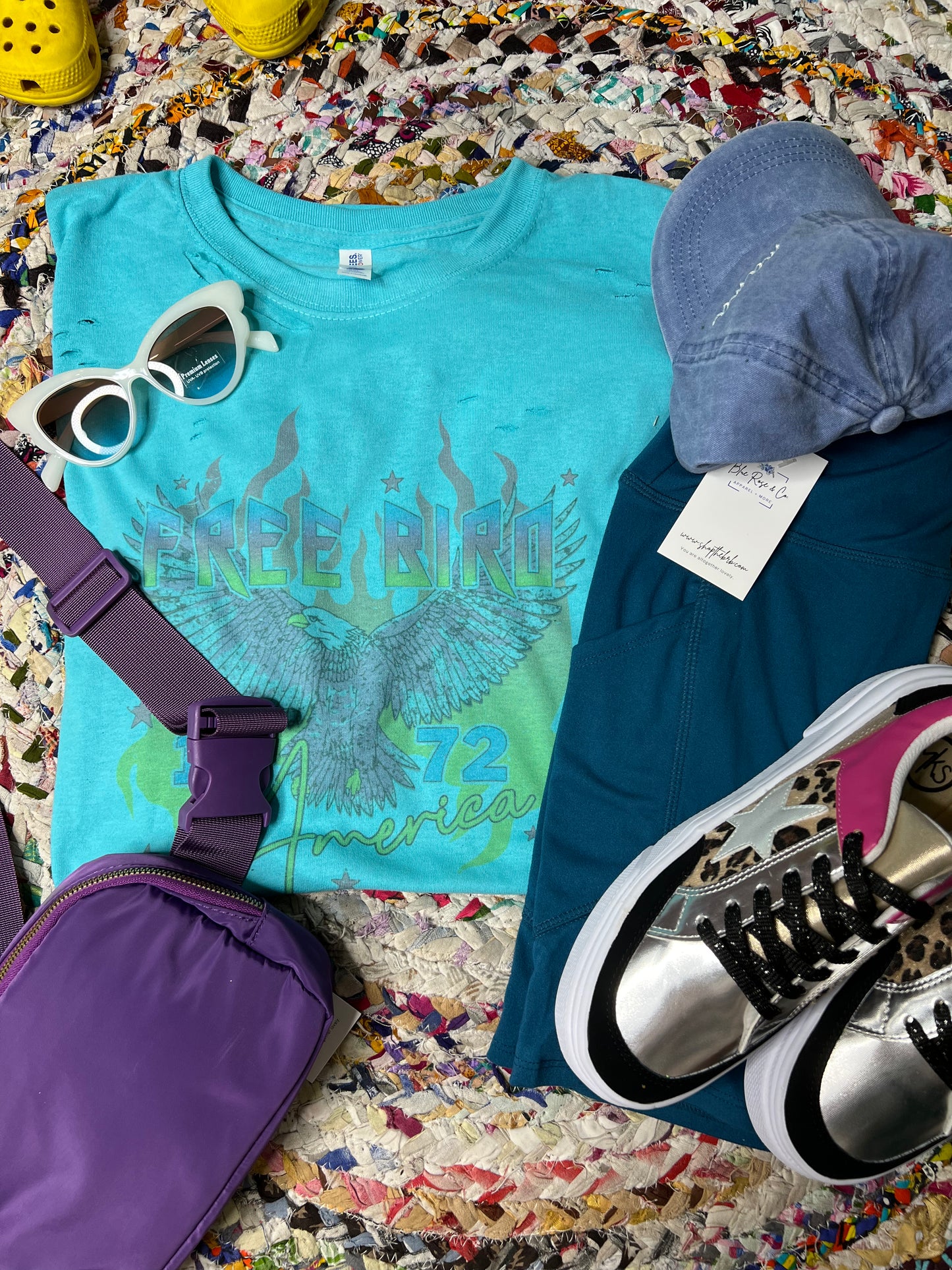 Free Bird Neon Distressed Graphic Tee (Multiple Colors)