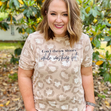 Can’t Throw Stones on Leopard Tee